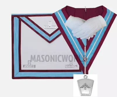 Masonic Regalia Mark Past Master WM Apron+Collar+Jewel+Gloves *BRAND NEW* • £45.99