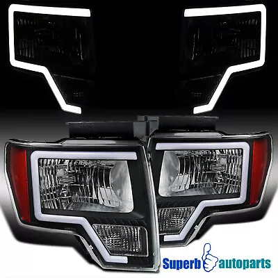 For 2009-2014 Ford F150 Headlights Black Housing LED Strip Turn Signal • $174.98