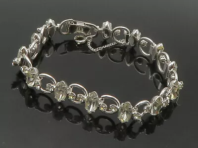 VAN DELL 925 Sterling Silver - Vintage Marquise Topaz Chain Bracelet - BT6595 • $92.99