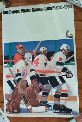 Rare Lake Placid USA GOLD MEDAL Hockey Team 1980 Olympics Miracle On Ice Poster • $95.99