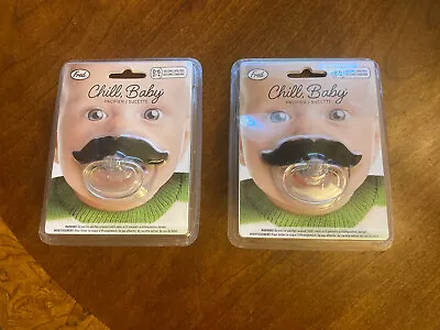 NEW ~ FRED & FRIENDS  CHILL BABY  MUSTACHE PACIFIER ~ 0-6 MONTHS Set Of 2 • $15