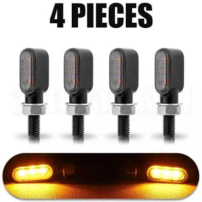 4X US Motorcycle LED Mini Turn Signals Amber Light Blinker For Bobber Cafe Racer • $19.98