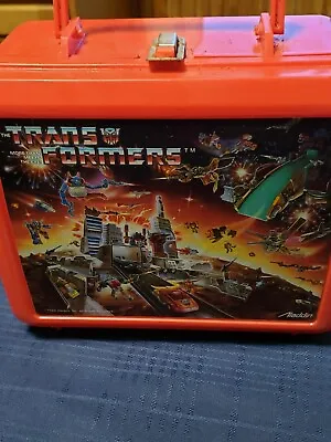 Vintage 1986 Aladdin Transformers Lunch Box With  Aladdin Thermos. • $35