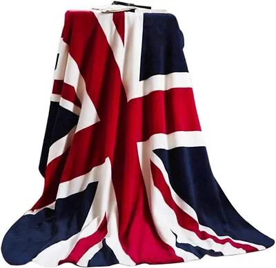 Union Jack Flag Throw Blanket Soft Coral Fleece Great British Red  • £24.79