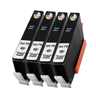 Non-oem 4 Photo Black Ink For Use In HP 364 XL Photosmart 7520 7510 C5380 D5460 • £5.73