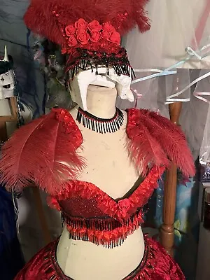 Black &Red Burlesque Moulin Rouge Can Can Tutu Fancy Dress Costume Corset Outfit • £250