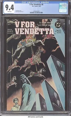 $7.50 • Buy V For Vendetta #8 1989 CGC 9.4 White Pages - Alan Moore Story David Lloyd Cover