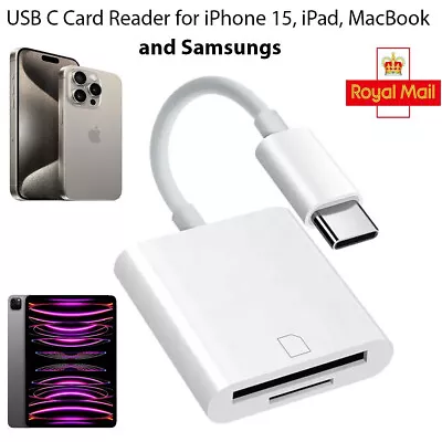 USB-C To SD Card Reader Adapter For SAMSUNG IPad Macbook Pro Air 13 IPhone 15 • £5.59