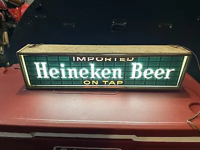 RARE Vintage HEINEKEN Beer Long Lighted SIGN WORKS!! • $79.50