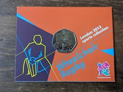 2012 London Olympic WHEELCHAIR RUGBY 50p Coin - Certified UNC In Sealed Card • £4.99