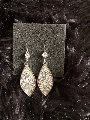 Warren James Sterling Silver Tear Drop Dangly Earrings Cubic Zirconia Stones • £7.50