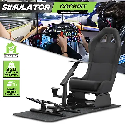 Racing Simulator Cockpit W/Adjustable Gaming Seat Fit Logitech G25 G27 G29 G920 • $295.99