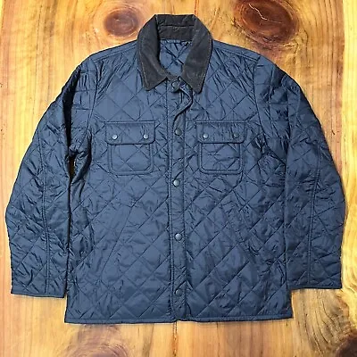 $149.99 • Buy Barbour Quilted Men's Jacket Large Corduroy Collar Black Snap Coat Poly Fill