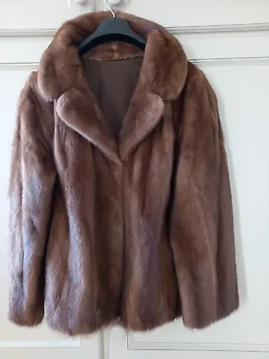 Genuine Brown Mink Jacket Excellent Condition Size M Length 25 In Bust 42 In • £175