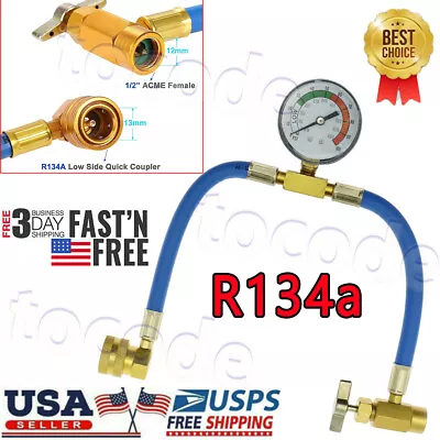 Self-Sealing R-134-a A/C Can Tap Gauge Hose Recharge Refrigerant AC Conditioning • $15.99