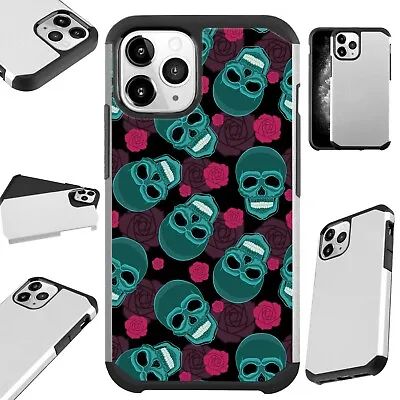 Fusion Case For IPhone 12/Mini/Pro Max Phone Cover TEAL SKULL ROSE • $13.50