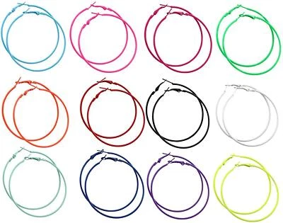 $5.95 • Buy Retro 80's Neon Hoop Earrings Triangle Fluro Funky Disco Hoops 