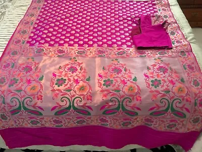 $140 • Buy Indian Pakistani  Pattu Silk Saree Sari Anarkali Lehenga Clothing Wedding Choli