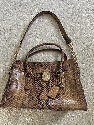 Michael Kors Hamilton Snake Skin Handbag Great Condition • $50