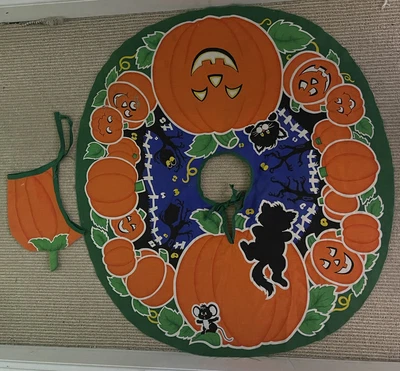 $7 • Buy Vintage Kids Halloween Costume Fabric, Tee Skirt, Cape? Skirt? Cat Pumpkin