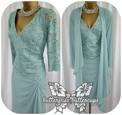 £149.99 • Buy Mother Of The Bride Outfit VENI INFANTINO Size 20 Pale Green Dress And Jacket