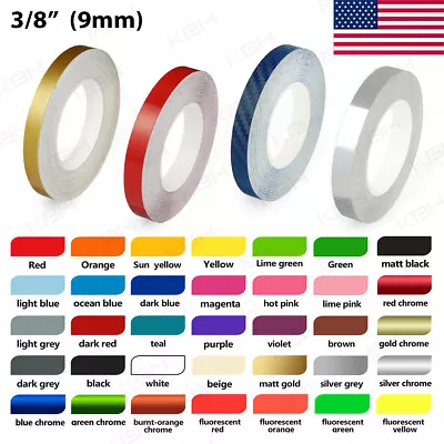 3/8  Roll Vinyl Pinstriping Pin Stripe Solid Line Car Tape Decal Stickers 9mm • $7.95