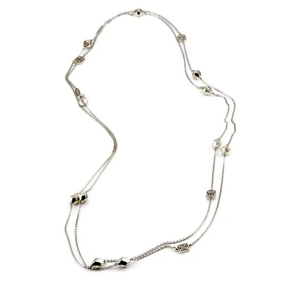 Signed Designer Mimi So Faceted Bead Station Necklace In 18K White Gold  • $4500