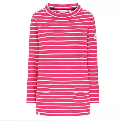 Lazy Jacks Womens Super Soft Striped Roll Neck Sweatshirt - Lipstick - UK10 • £39.99