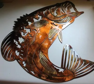 Bass Fish - Metal Wall Art - Copper 19  X 22   • $62.98