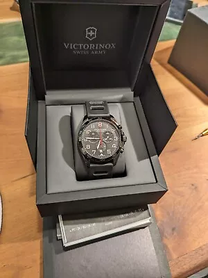 Victorinox FieldForce Sport Chrono Dial Black Rubber Strap Men's Watch 241889 • $300