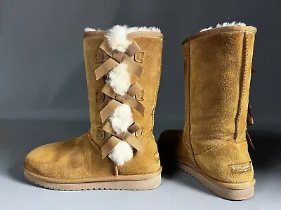 KOOLABURRA By UGG VICTORIA Mid-Calf Brown Women's Boots Faux Fur - Size 8 • $32.95