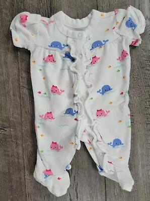 Baby Girl Gymboree Preemie To 5lbs Bubbly Whale Polka Dot Footed Outfit • $32.99