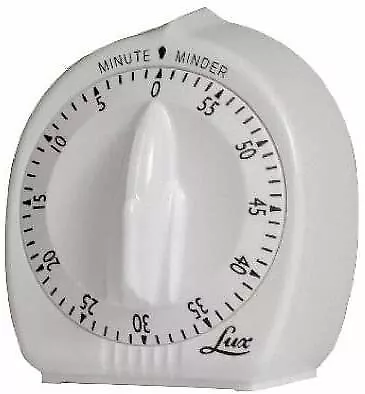 Lux Minute Minder Timer Mechanical White With Black Markings 60 Min • $11.99