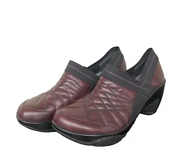 J-41 Adventure On Shoes Womens 10 M Burgundy Leather Slip On Clogs • $21