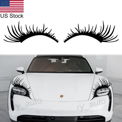 2pcs 3D 45cm Car Black Eyelashes Decal Sticker For Headlight Fog Light Universal • $20.99