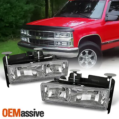 Fits 88-98 Chevy C/K Series C10 Pickup Truck Real Glass Crystal Headlights Lamps • $84.99