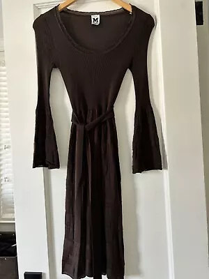 MISSONI Size S Brown Wool / Viscose Knit Fit Flair Bell Sleeve Dress • $85