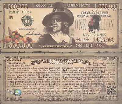 Lot Of 25 Thanksgiving Pilgrim Million Dollar Bill Fun Money Gospel Tract Notes • $8.05