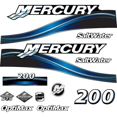 Mercury Replacement Decals Outboard 200 Blue After Market Decal Kit • $47.16