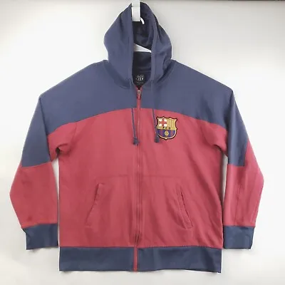 FC Barcelona Hoodie Mens Large Blue Red Long Sleeve Cotton Full Zip Drawstring • $33