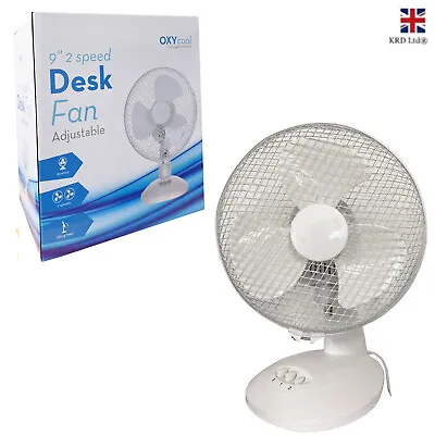 9  Desk Fan 2 Speed Oscillating Electric Portable Home Office Table Cooler G3574 • £23.36