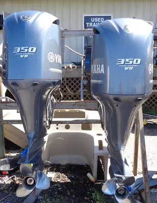 Twin Set Used Yamaha 350hp 4 Four Stroke Outboard 25 Boat Motors F350  950 Hours • $24950