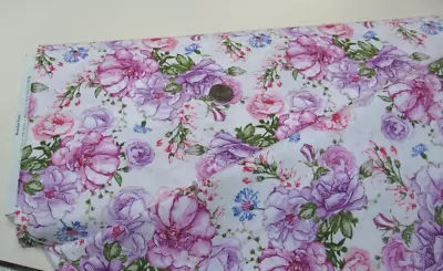 BENARTEX Quilt-craft Fabric ROSELAND Lavender 2 Yds (13550-62) Judy's Bloom • $10.77