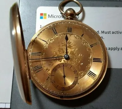 LARGE Handsome 1851 18ct Gold Antique Engraved Pocket Watch 48mm Wide   80g  • £2500