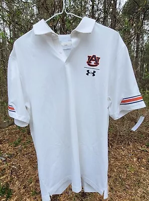 Auburn University Tigers Under Armour Adult Large White Polo Type Shirt Great Sh • $15