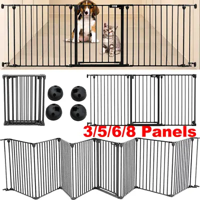 3/5/6/8 Panel Folding Pet Gate Dog Fence Safety Barrier Divider Baby Safety Gate • £45.95