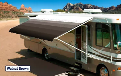 RV Awning Replacement Fabric Canopy 19' Walnut Brown W/Wht W/G (Fabric:18'2 ) • $205