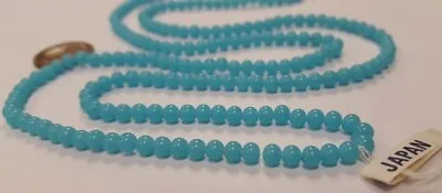 200 VINTAGE JAPAN 1950's CHERRY BRAND GLASS BLUE TURQUOISE 4mm. ROUND BEADS 4634 • $7.49