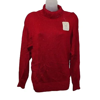 Vintage B Altman 5th Ave NY Red Metallic Lurex Turtleneck Sweater NWT • $62.95