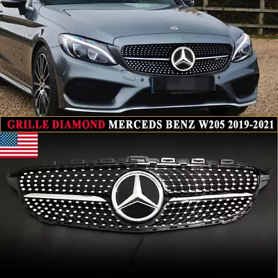 Dia-monds Grill  &Led Mirror Star For Mercedes Benz W205 C300 C43 AMG 2019-2021 • $95